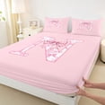 thumbnail image 4 of Manfei Pink Gingham Bow Letter N Full Size Sheets for Girls, Cute Initial Bed Sheets, 4 Pieces, 4 of 5