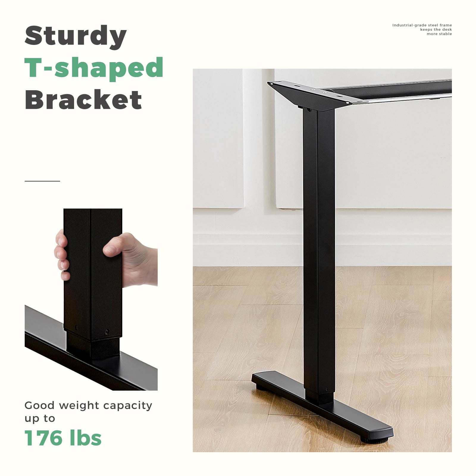 MCQ Electric Adjustable Height Standing Desk with 2 Splice Board for Home, 55 x 24 inch, Brown