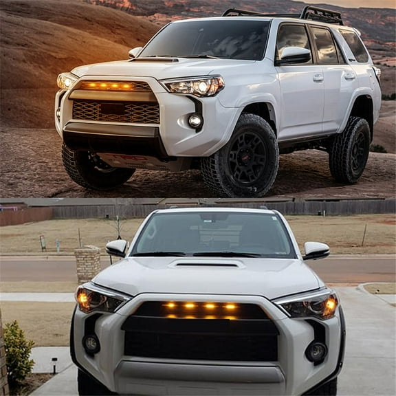 Zyutaosan 4Pcs Smoked Lens Front Grille Amber Led Lights Kit Fit For Toyota 4Runner 2014-2019