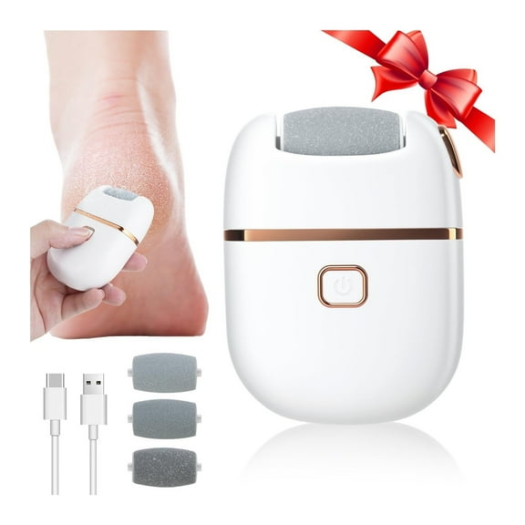Electric Foot File Electric Foot Callus Remover, Callus Remover for Feet, Rechargeable Pedicure Tools for Feet, 2 Speeds, 3 Grinding Head Replacement Set for Dead Hard Cracked Dry Skin - White