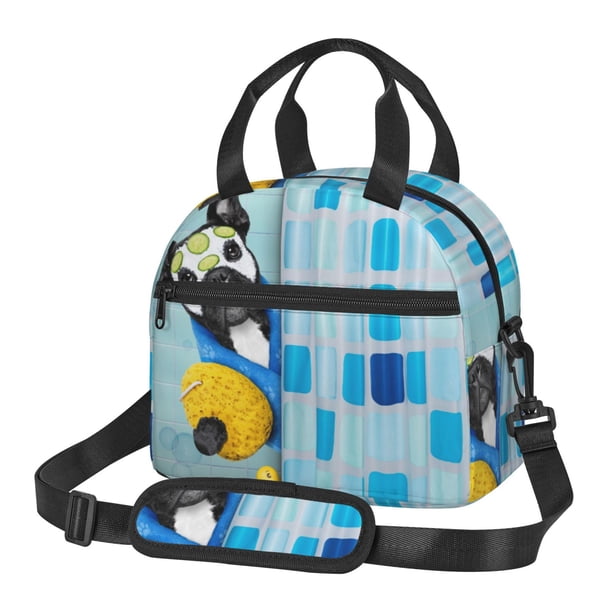 Disketp French Bulldog Dog in a Bathtub Lonchera Térmica para Mujer y Hombre, Bolsa de Almuerzo Reutilizable e Impermeable para Trabajo, Viajes y Picnic