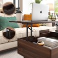 thumbnail image 4 of Lift Top Coffee Table, Mid Century Modern Coffee Tables with Drawer for Living Room, Open Storage Shelf, Walnut Cocktail Table TV Stand with Stable Pine Leg Anti-Scratching, Home, Office, 4 of 8