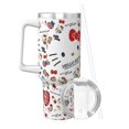 thumbnail image 2 of Regalos personalizados de Hello Kitty para vasos de 113 ml con asa y pajita - Taza de café de viaje de acero inoxidable con tapa - Ideal para regalar en cumpleaños, Navidad y otras ocasiones., 2 of 8
