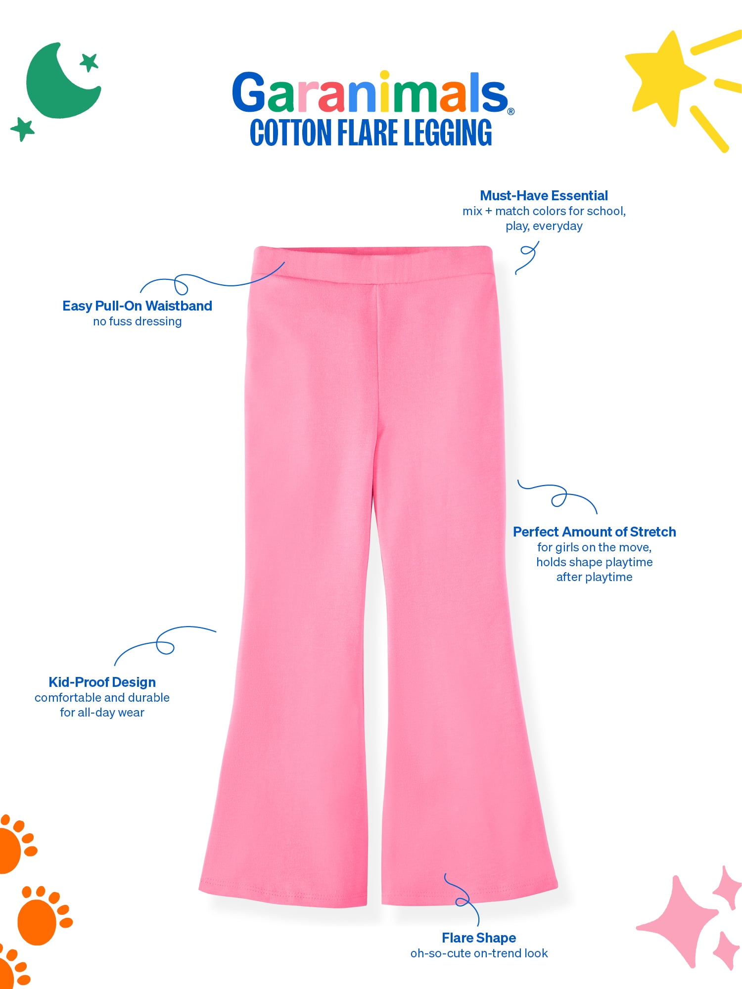 Garanimals Newborn, Baby & Toddler Girl Cotton Pull-On Flare Leggings, Sizes 0-6T