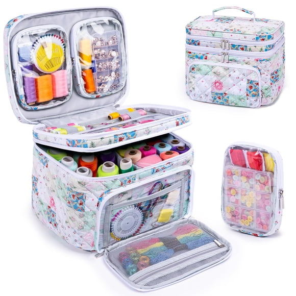 Bolsa Organizadora de Costura AMOIGEE de Doble Capa con Bolsillos