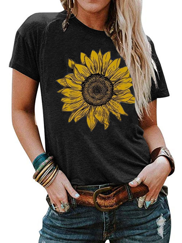 Women's Cute Sunflower Graphic T Shirts Letter Print | Walmart Canada