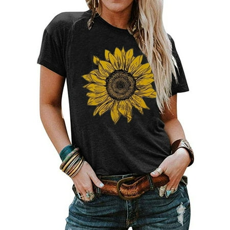 Women's Cute Sunflower Graphic T Shirts Letter Print | Walmart Canada