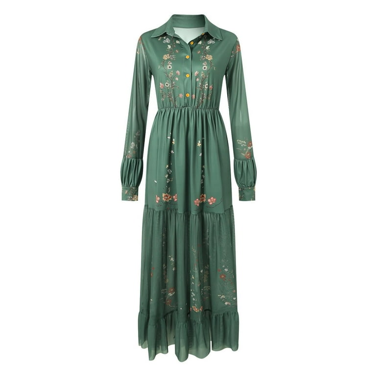 dark green floral maxi dress Baltic Born Womens Kearny Ruffle Maxi Dress | Dark Green Floral