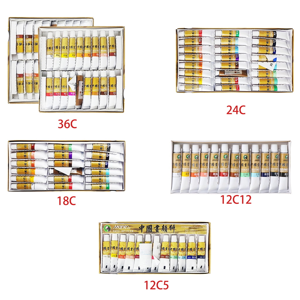 Partygee 12/18/24/36 Colors 5/12ml Chinese Painting Pigment Watercolor Paint Drawing Tools for Artist Students