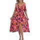 thumbnail image 1 of Vestido Bohemio de Verano 2025 para Mujer, con Hombros Descubiertos, Tirantes y Escote en V, Informal, y Fluido, con Abertura en el Muslo. Negro y Rojo XL, 1 of 10
