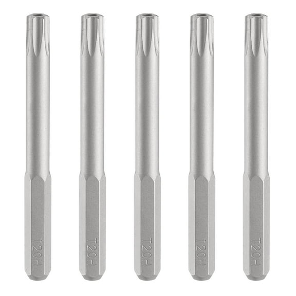 Uxcell 5pcs T20H Torx Screwdriver Bit 5/32" Hex Shank 45mm/1.77" Length Magnetic Star 6 Point Head Hex Bits S2 Steel Screw Driver Bit