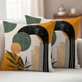 thumbnail image 2 of Boho Middle Century Outdoor Pillow Covers 24x24 Set of 2,Waterproof Patio Throw Pillowcase Protectors,Abstract Orange Geometric Leaves Decorative Pillow Shams Cushion Covers for Seat Bed Couch Sofa, 2 of 8