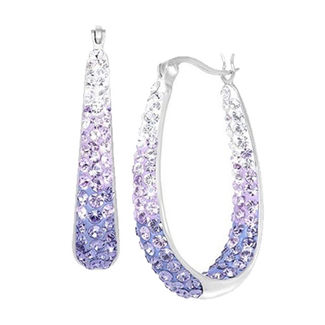 Pendientes curvos de 2 uds., delicados pendientes redondos de cristal a la moda, exquisitas orejas que combinan con todo, joyería, regalos de Ropa, zapatos y accesorios Miscelánea Púrpura 1 Jumpingount AP016559-01