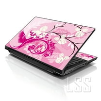 LSS 17 17.3 inch Laptop Notebook Skin Sticker Cover Art Decal For Hp Dell Lenovo Apple Asus Acer Fits 16.5" 17" 17.3" 18.4" 19" with 2 Wrist Pads Free - Pink Birds Floral