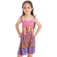 thumbnail image 1 of XUNZOO Robe d'Été Décontractée à Bretelles pour Filles, Robe Bohème Sans Manches à Fleurs, Robe de Plage pour Vacances avec Collier Violet 140, 1 of 7
