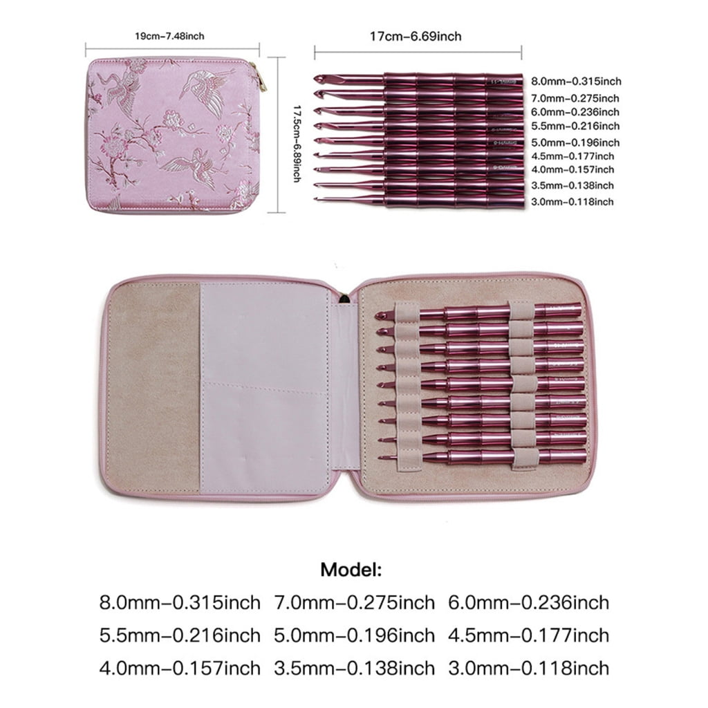 9Pcs Ergonomic Crochet Hook Aluminum Alloy Crochet Hook for Beginner Knitting Sweater Scarves Bag 3.0mm-8.0mm