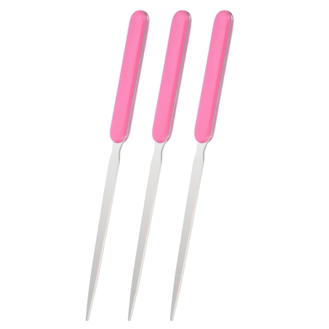 Uxcell Letter Opener, 3 Pcs Stainless Steel Lightweight Handle Envelope Opener Mail Opener Letter Slitter for Office Home Box Open, Pink