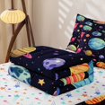 thumbnail image 6 of Manfei Cute Cartoon Space Planets Zipper Twin Comforter Sets with Fitted Sheet and 2 Pillowcases,Celestial Stars Zipper Bedding Set,Black,Colorful Stars Reversible,4pcs, 6 of 8