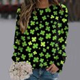thumbnail image 4 of ASFGIMUJ Women St Pa Day T Shirts Crewneck Green Sweatshirt Raglan Sleeve Shirt Pullover Tops Loose Suitable Dressy Tops,Size M, 4 of 5
