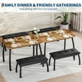 thumbnail image 3 of OUTWIND Small Dining Table Set for 4, Dining Table with Bench Leather Upholstered, Industrial Metal Frame Dining Set for 4, for Kitchen Apartment Restaurant, Retro Brown, 3 of 9