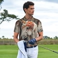 thumbnail image 3 of Honeii Vintage Floral White Horse print Polo Shirt, a classic short-sleeved, button-down golf shirt designed for men3X-Large, 3 of 6