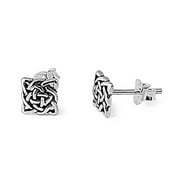 SAC SILVER Celtic Knot Stud Earrings .925 Sterling Silver Jewelry Female Unisex