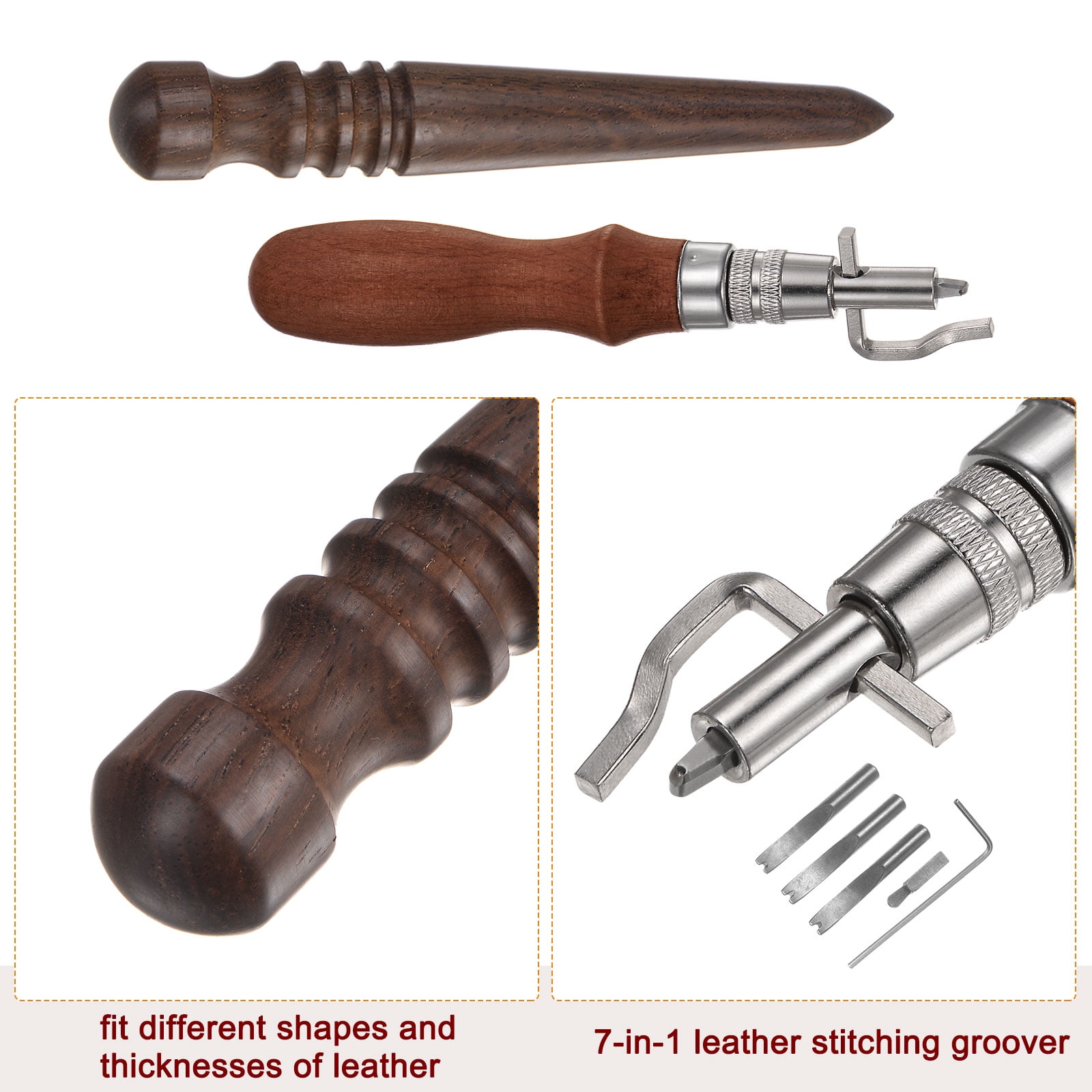 Uxcell Leather Knife Set, Edge Bevelers Cutting Knife Groover Burnisher Tool for Craft