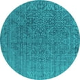 thumbnail image 1 of Ahgly Company Indoor Round Oriental Turquoise Blue Industrial Area Rugs, 4' Round, 1 of 4