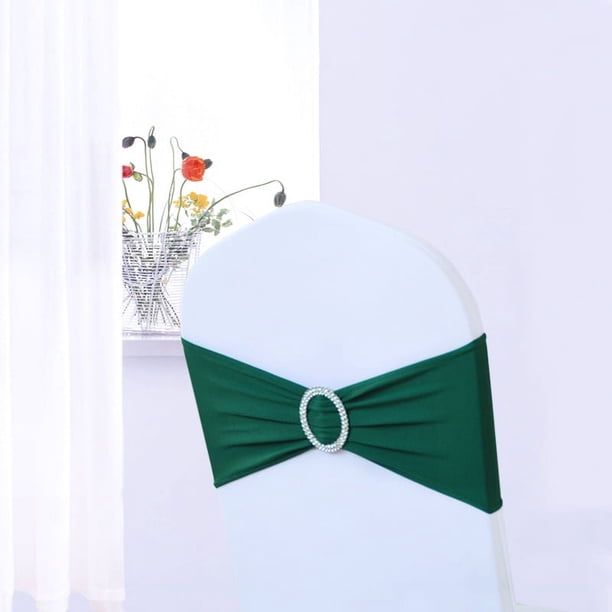 Xiao Hua 10 lazos elásticos de licra para sillas, ideales para Navidad, bodas, banquetes, decoración, fiestas, compromisos, cumpleaños, graduaciones y reuniones (verde negruzco).
