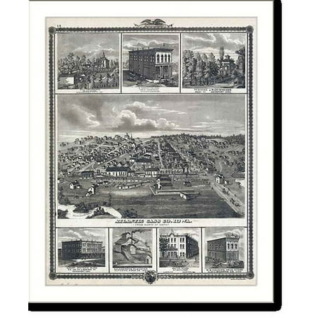 Historic Print, IA Iowa Scenes 1875 MAP, 16" x 20"