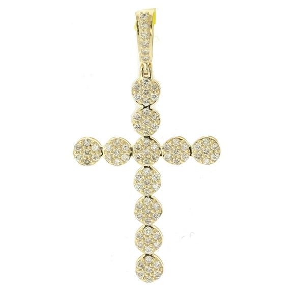 10K Yellow Gold Mens Diamond Pendant with round circles 1.13ctw diamonds