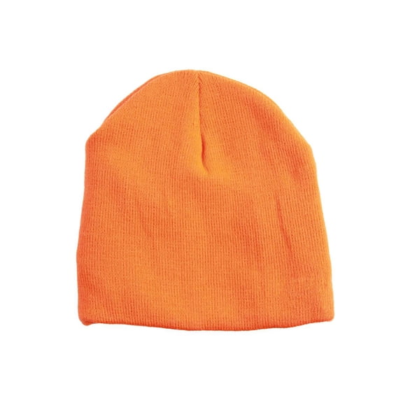 Neon Short Knit Beanie - Orange