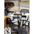 thumbnail image 5 of Outdoor Tablecloth with Umbrella Hole for Patio/Picnic/Party/Camping, Brown Geometric Waterproof Table Cloth Square Cover Washable, Black Grey Abstract Striped Modern Art (54"x 54"), 5 of 8