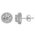 thumbnail image 2 of Precious Stars 14K White Gold 8.85-mm Round Cubic Zirconia Halo Crown Stud Earrings, 2 of 6
