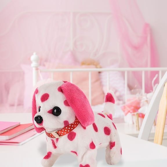 Barking Walking Dog Toy Wagging Tail Interactive Electronic Companion Animal That Appears Cute Playful Brings Infinite Joy for Kids Toddlers, 17 cmx13 cmx11 cm, Pink