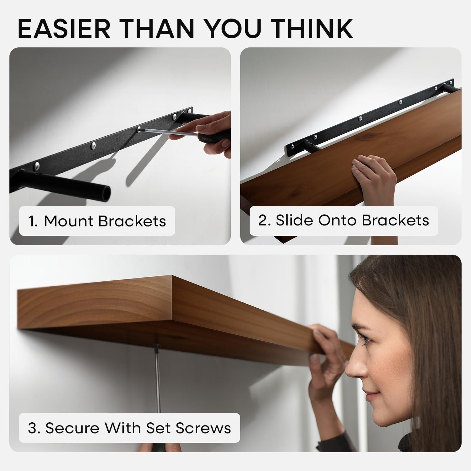 Walnut Floating Bathroom Shelves  High End Solid Real Wood 16 Inch Small Shelf For Wall Mounted Dark Brown 16inch Heavy Duty Bracket 16 X 6.5 1.75 In Set Of 2