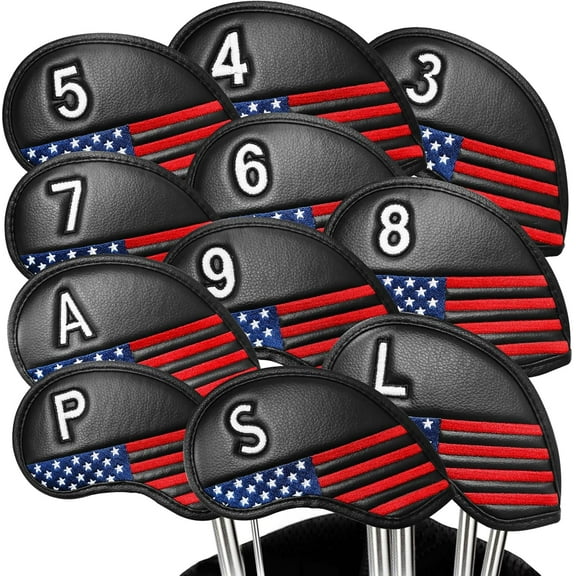 Golf Club Headcovers Iron Synthetic Leather Deluxe Value 12 Pcs/Set, Golf Head Covers with Number Printed Durable Light for Men Women Universal Fit All Irons Clubs
