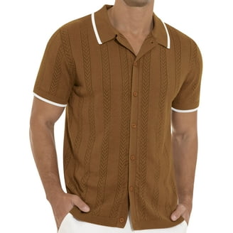 Tribekka 44 Men's Open Knit Button Down Refined Sweater Polo Shirt