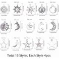 thumbnail image 2 of 1 caja con 15 dijes colgantes de sol, luna y estrellas para hacer aretes, collares y pulseras. Materiales para la creación de joyas. Color plata., 2 of 8