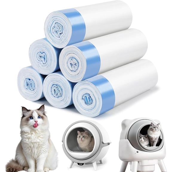 4 Cat Litter Liner Bag for Self-Cleaning Cat Litter Box Replacement Drawstring Trash Bags for Robot,Heavy Duty Automatic Cat Litter Box Bags with Drawstring