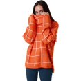 thumbnail image 3 of 2021 Pulls d'Automne pour Femmes Pull Col Roulé Manches Longues Pull à Carreaux Côté Divisé Outwear Ample Fit Tops, 3 of 9