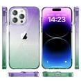 thumbnail image 2 of Clear Case for iPhone 11 Pro Max, Gradient Translucent Sparkle Shining Slim Lightweight Cover, Rugged PC+TPU Hybrid Non-Yellowing Shockproof Lens Protection Case for iPhone 11 Pro Max,Green, 2 of 5