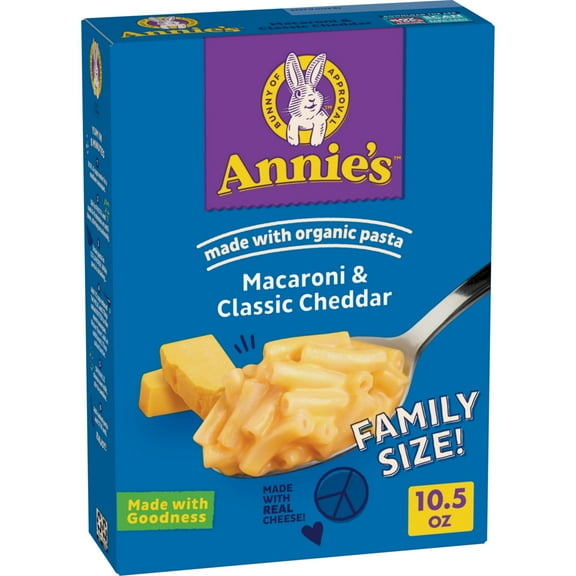 Annie's Macaroni and Classic Cheddar, Made with Organic Pasta, Family Size, 10.5 oz