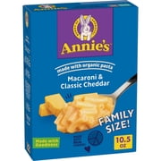 Annie's Macaroni and Classic Cheddar, Made with Organic Pasta, Family Size, 10.5 oz