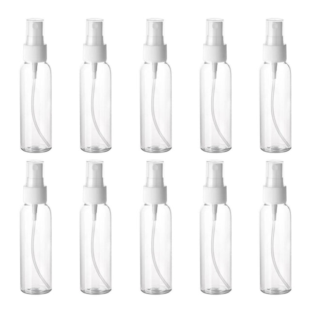 EeaseMX 10 botellas de spray transparentes de 60 ml, de plástico vacío, para maquillaje, perfume, atomizador, dispensador recargable multifuncional para viajes.