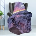 thumbnail image 4 of Driftwood Soft Flannel Fleece Throw Blanket, Driftwood Beach Landscape Wavy Sea and Cloudy Sky at Sunset Digital Image Print, Cozy Plush for Indoor and Outdoor Use, 60" x 80", Blue Grey, by Ambesonne, 4 of 5