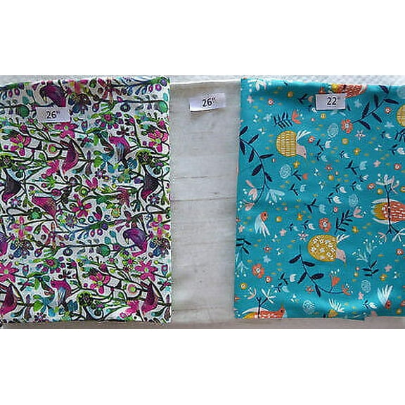 Birds flowers Grey Wood 2 Yards 2 in Cotton Fabric Last of the Best End of Bolt