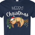 thumbnail image 4 of Inktastic Merry Christmas Cute Sloth with Santa Hat and Lights T-Shirt, 4 of 5