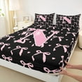 thumbnail image 3 of jejeloiu Initial Letter N Bed Sheets,Kawaii Bowknot King Sheets,Pink Black Sheet Set For Girls,Breathable Bedroom Decoration,4 Pieces, 3 of 7