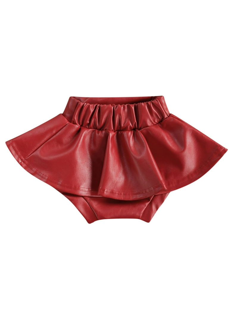 jaweiw Toddler Baby Girl Pu Leather Skirt Skort Solid Color High